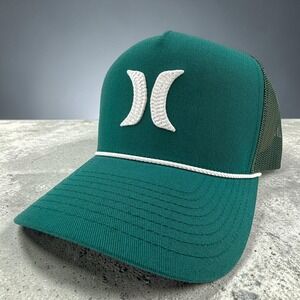 Hurley High Icon Trucker Hat Adjustable Snapback Teal Mesh Back Cap NEW‎